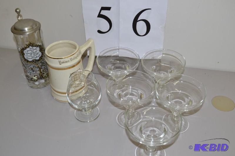 lot 56 image: Beer Stein, adult beverage glasses