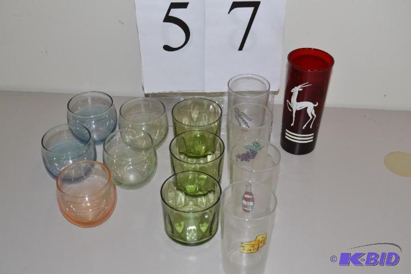 lot 57 image: Ruby red glass, beverage glasses