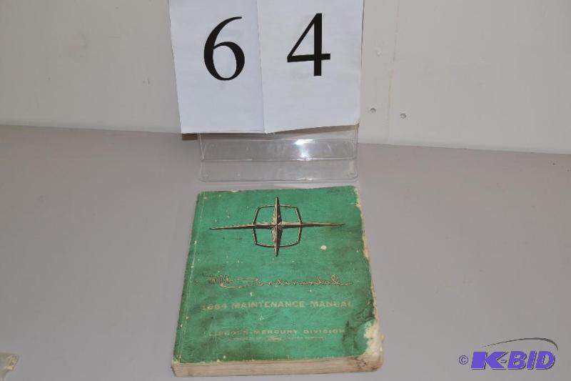 lot 64 image: Lincoln Continental 1964 Maintenance manual