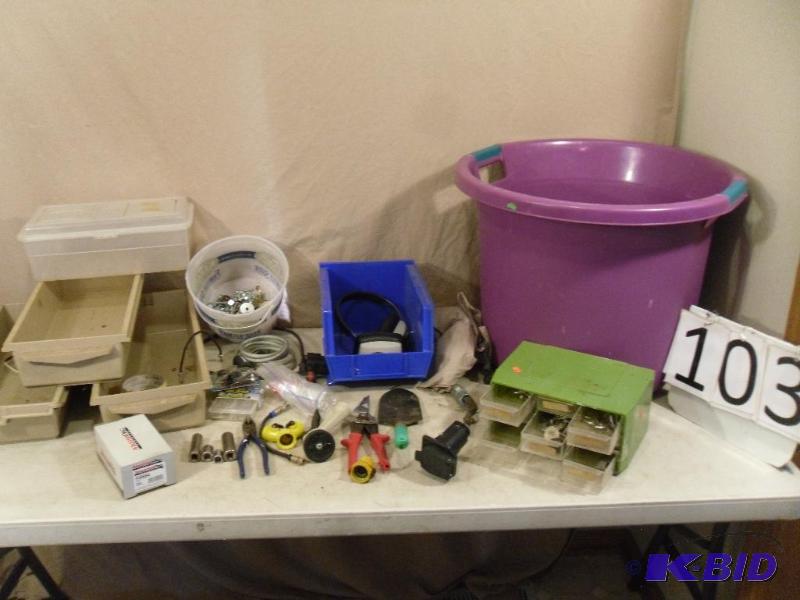 lot 103 image: Plastic Parts Organizer with Contents, Bolt B...