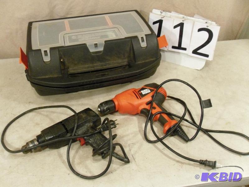 lot 112 image: Tool Case with 2 Corded&nbspDrills.&nbspBot...