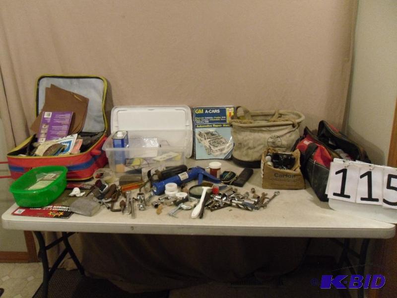 lot 115 image: Husky Tool Bag, Wrenches, Klein Linesman Tool...