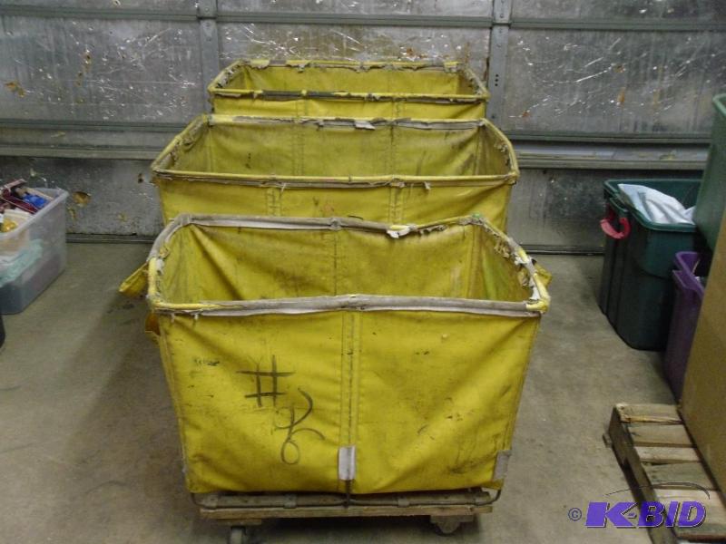 lot 119 image: 3 Assorted Laundry Carts. Great for sorting, ...