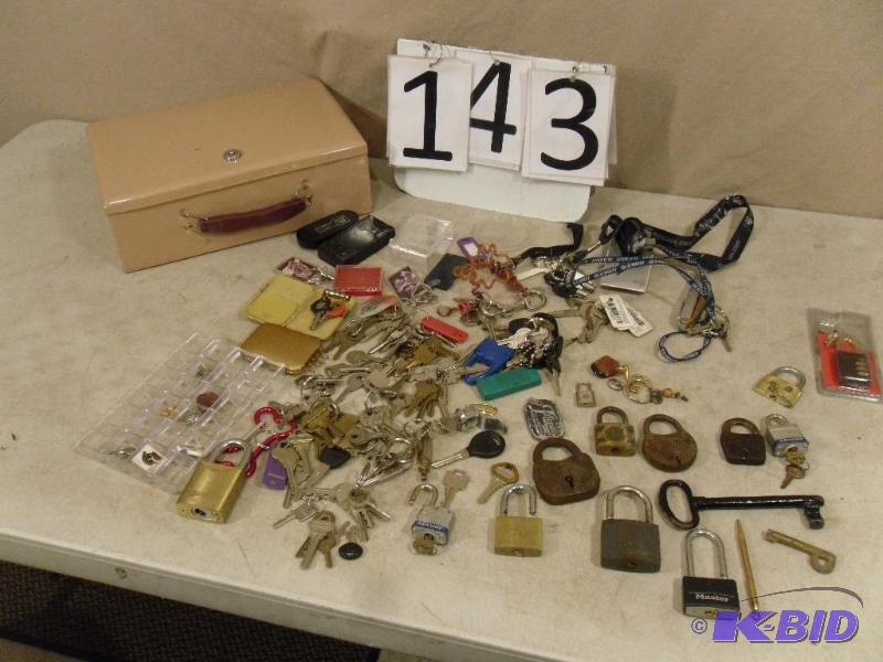lot 143 image: Very Old Lock, Assorted Keys, Assorted Locks,...