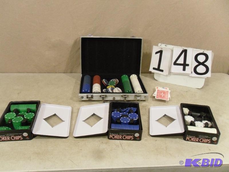 lot 148 image: Large Lot of Poker Chips. One latch on metal ...