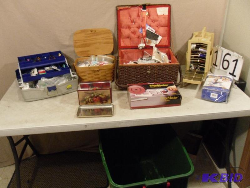 lot 161 image: Large Lot of Assorted Sewing Boxes, Glass Foi...