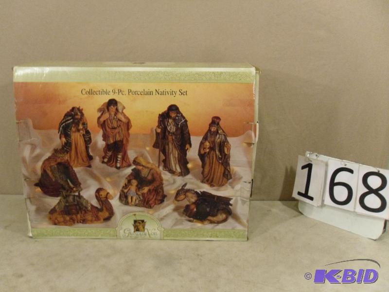lot 168 image: Large Collectible 9 pc Nativity Set and Assor...