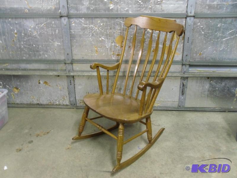 lot 180 image: Wood Rocking Chair. Scratches, scuffs, etc fr...