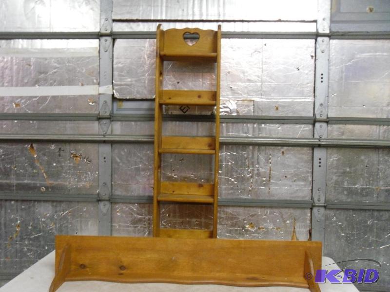 lot 196 image: Wood Hanging Shelf and Wood Free Standing She...