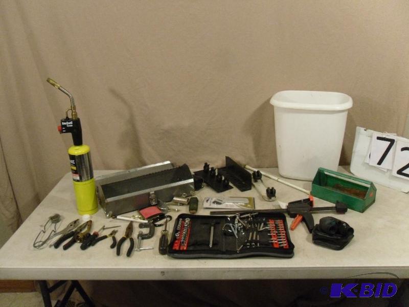 lot 72 image: Lot of Assorted Tools and More. Propane Bernz...