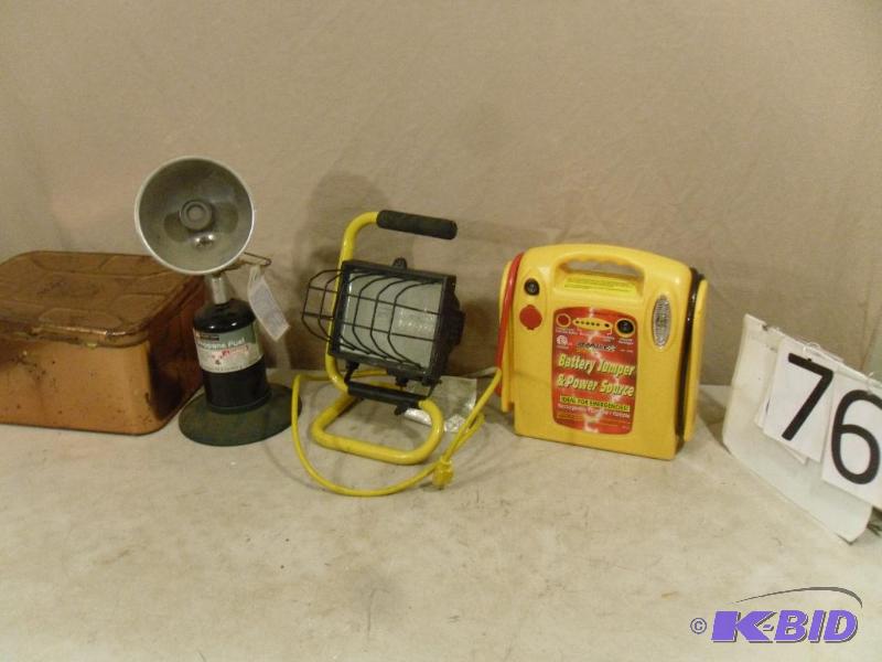 lot 76 image: Battery Jumper Pack, 1 lb Propane Sunflower T...