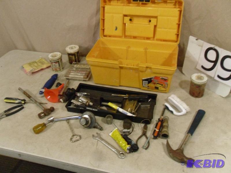 lot 99 image: Toolbox with Assorted Hand Tools and Supplies...