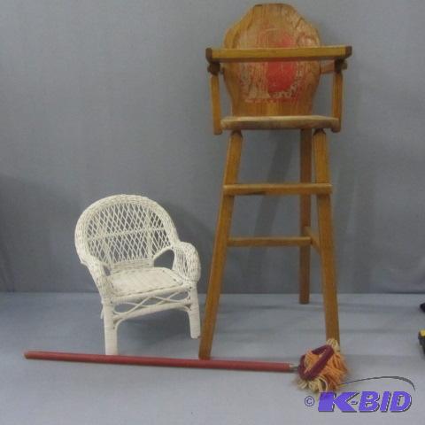 Doll High Chair, Toy Mop