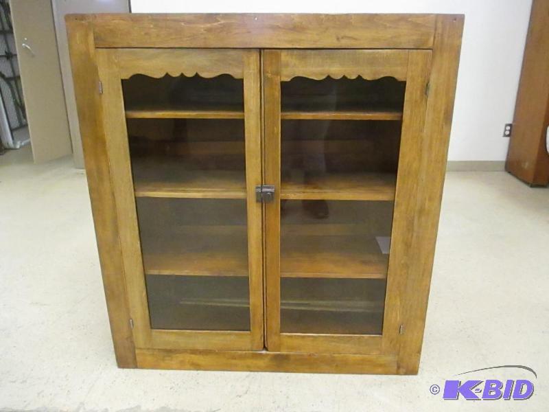 lot 00008 image: Very Nice Antique Country Style Glass Cabinet