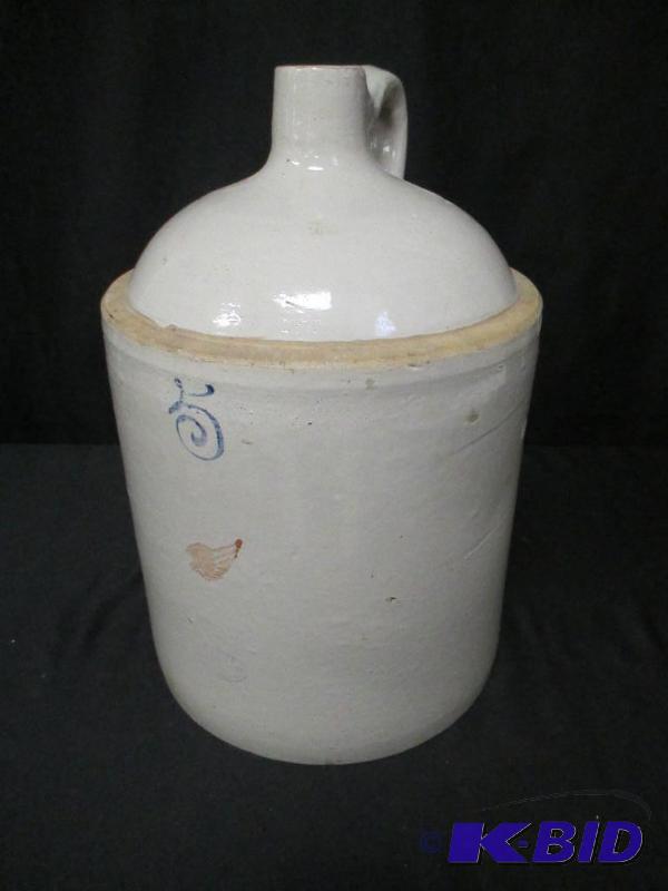 lot 00038 image: 5 Gallon Vintage Redwing Whiskey Jug Stoneware