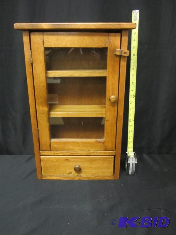 lot 00059 image: Vintage Wood and Glass Hanging Cupboard