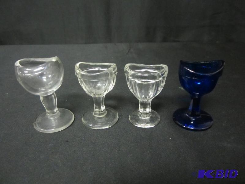 lot 00094 image: Lot of Four Glass Eye Washers Wash Cups