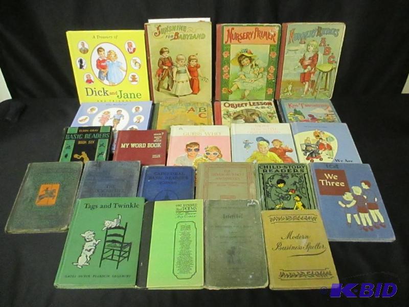 lot 00109 image: Fantastic Lot of Antique Books Nursery Children School