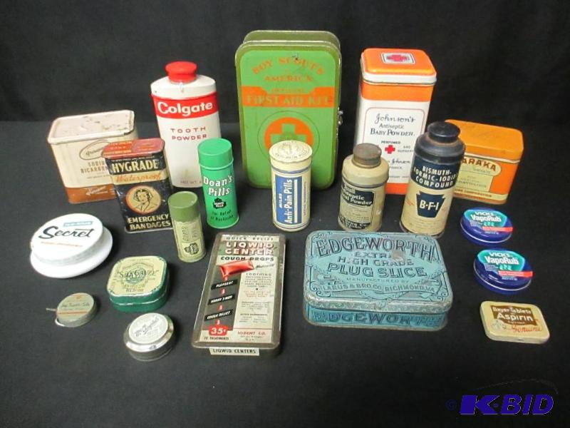 lot 102 image: Vintage health and Beauty Advertising Tins