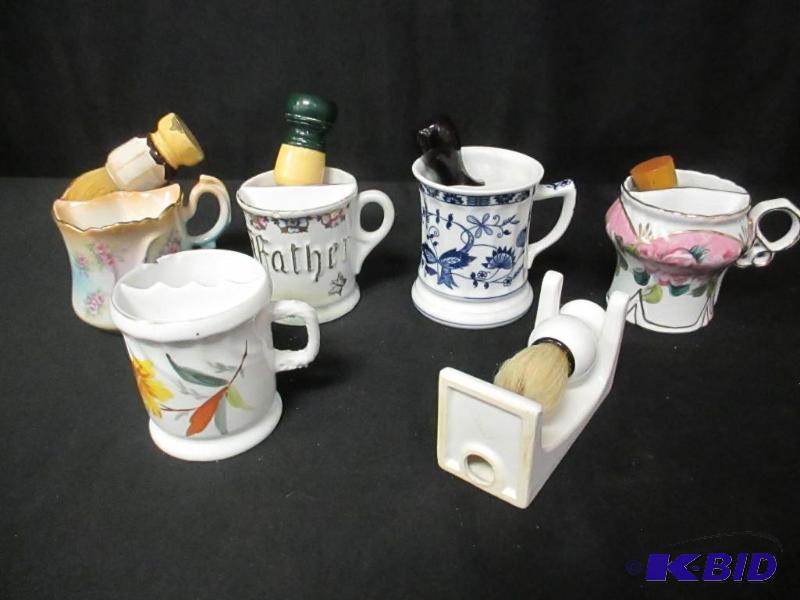 lot 118 image: Lot of Vintage and Antique Shaving Brushes and Mustache
