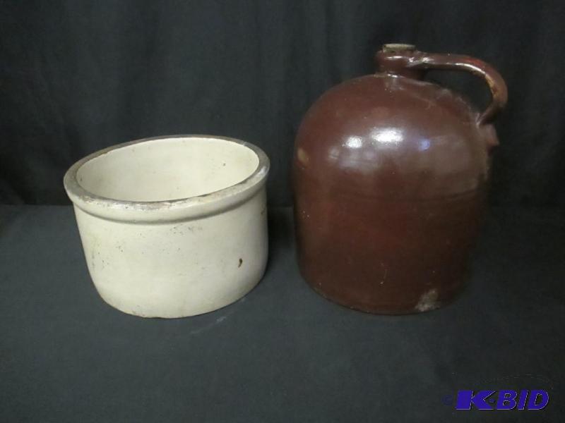 lot 127 image: Vintage Lot of Stoneware Crock Whiskey Jug