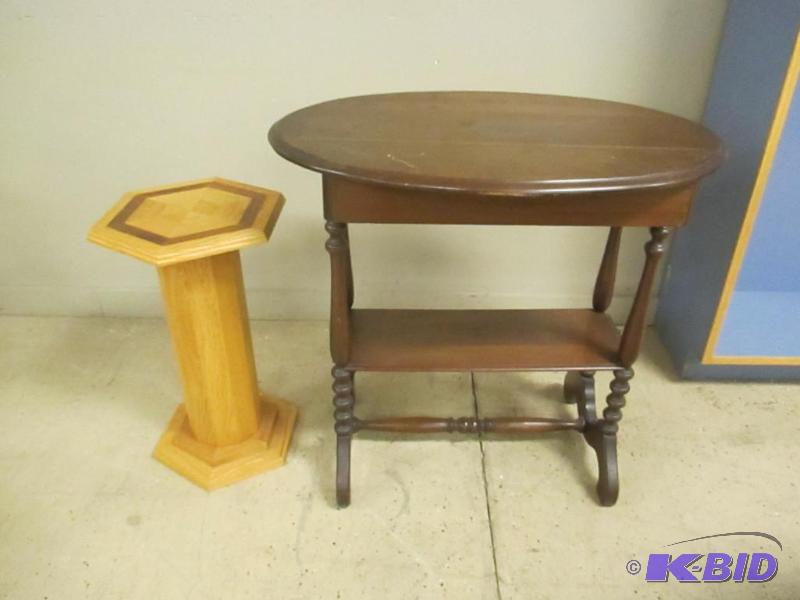 lot 145 image: Group of Two Vintage Tables Pedestal