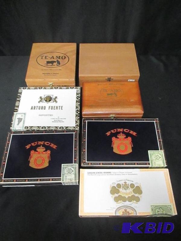 lot 160 image: 7 Wood Cigar Boxes