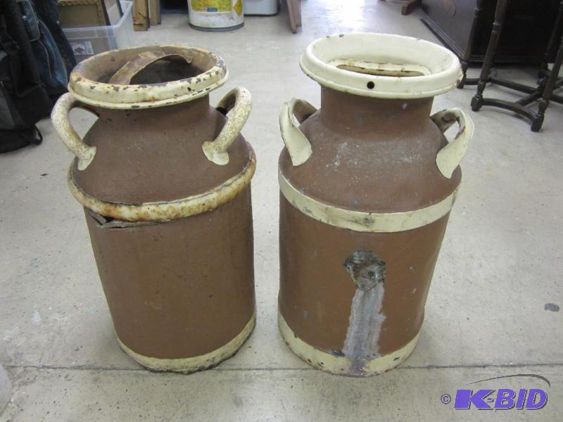 lot 62 image: Two Large Metal Vintage Milk Cans