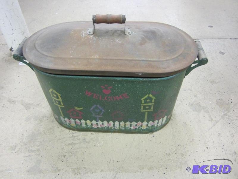 lot 66 image: Antique Primitive Painted Copper Boiler