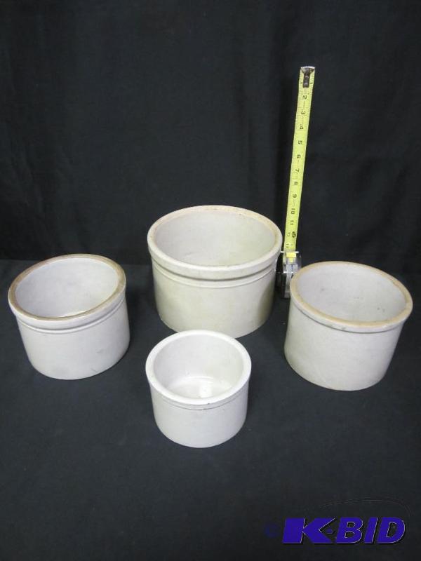 lot 73 image: Lot of 4 Stoneware Crocks