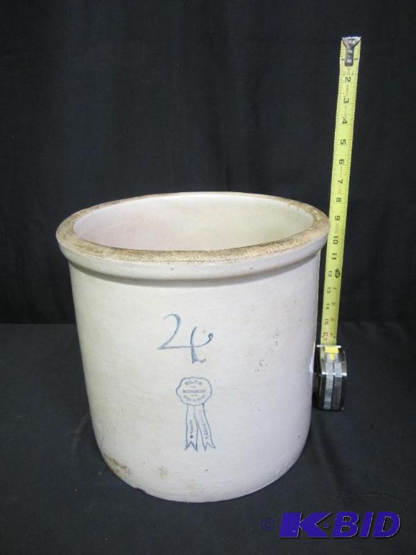 lot 74 image: Wonderful Stoneware Blue Ribbon 4 Gallon Crock