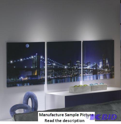 3 Piece Lit City Scape Art - The bridge is li...