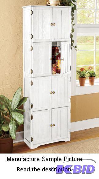 White Finish 8 Door Wall Cabinet - Four compa...