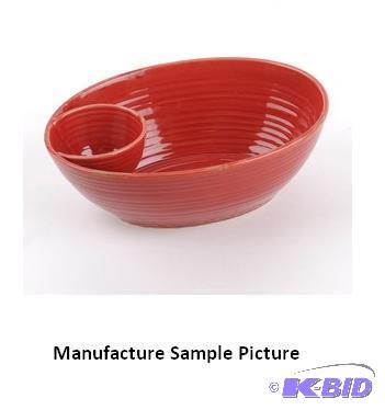 Red Chip and Dip Bowl -&nbspBowl measures 12...