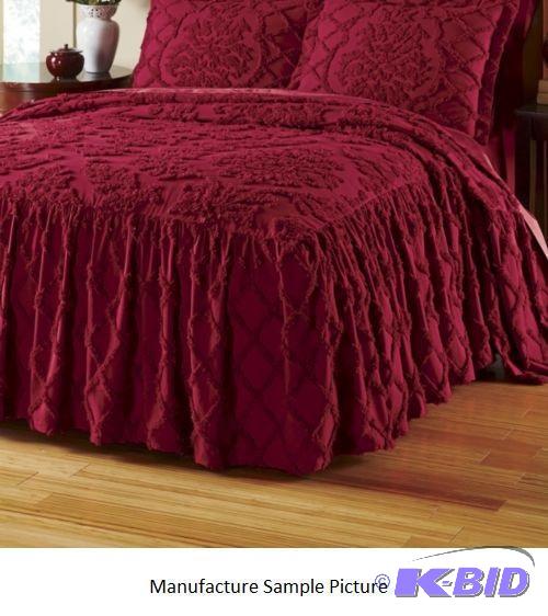 Damask Ruffle Chenille Bedspread - Red - 102 ...