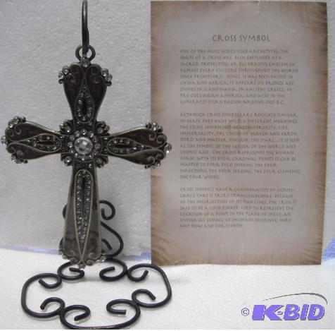 Metal Hanging Cross on Stand - 5&quot x 8.5&...