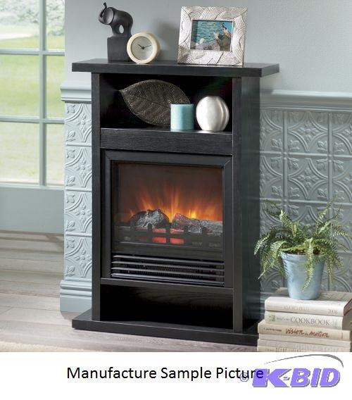 Black Petite Fireplace Mantel with Electric I...