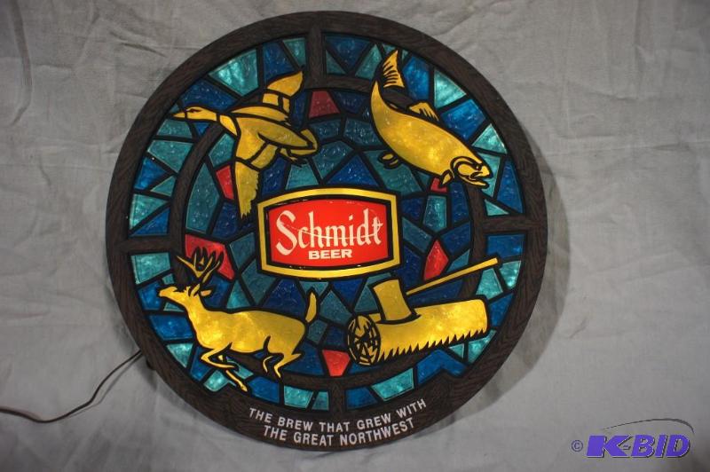 Colorful Scenic Schmidt Beer Round Lighted Si...