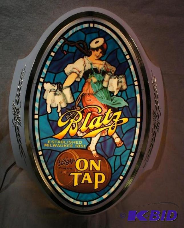 Blatz Beer Valerie Girl Lighted Oval Sign &qu...