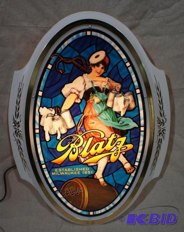 Blatz Beer Valerie Girl Lighted Oval Sign - U...