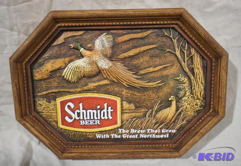 Schmidt Beer Plaque with Pheasant - with crac...