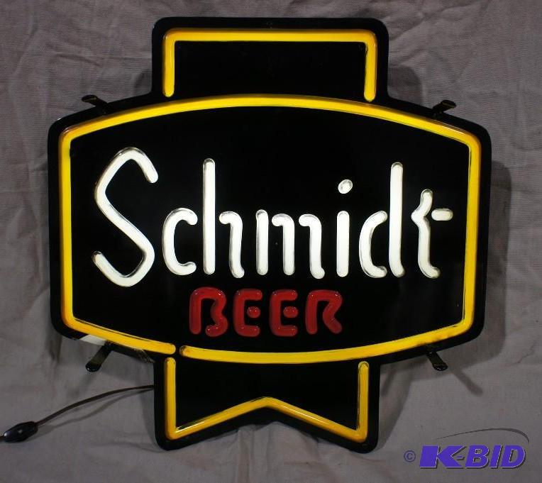 Schmidt Beer Lighted Sign - Chip on Bottom le...