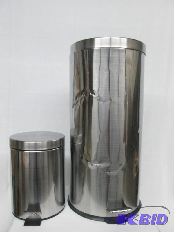 lot 47 image: Stainless Steel Round Trashcans Set of 2