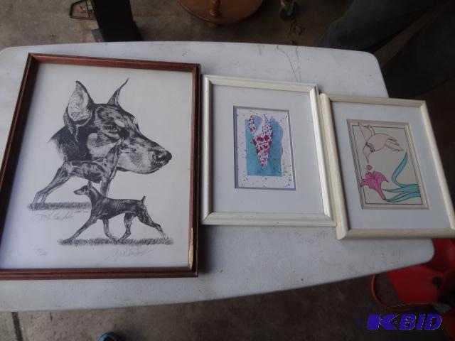 lot 132 image: Dog Print Signed Numbered. 97200. 2 Misc Pri...