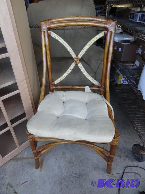 lot 212 image: Bamboo Chair with Cushion. Cushion needs Clea...