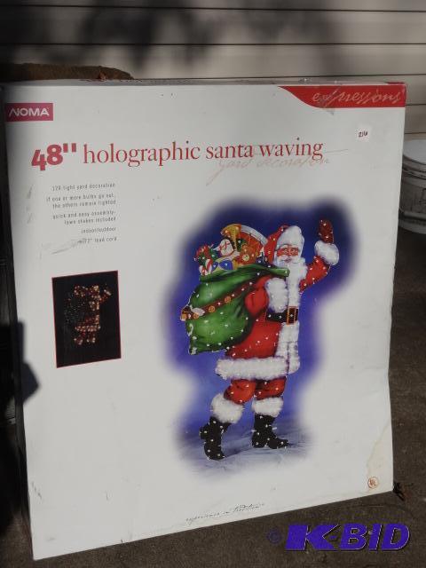 lot 216 image: 48" Holographic Santa Waving...