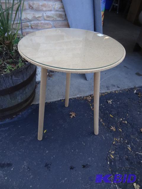lot 217 image: 20" Table with Glass Top Cover...