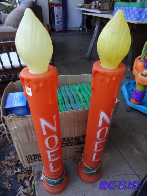 lot 225 image: 2 Outdoor Christmas Candle Figurines. 36"...