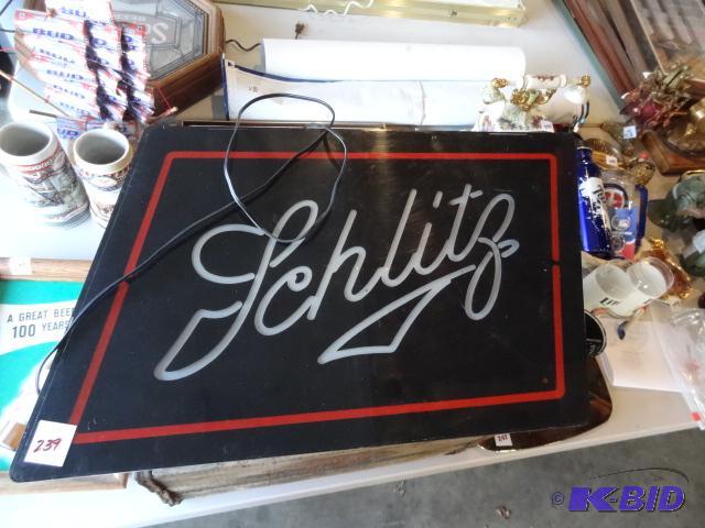 lot 239 image: Schlitz Beer Sign Lighted Works...