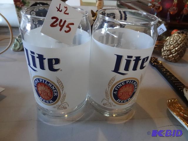 lot 245 image: 2 Miller Lite Beer Glasses...